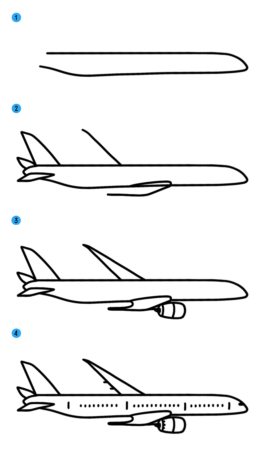 Как нарисовать самолет поэтапно
