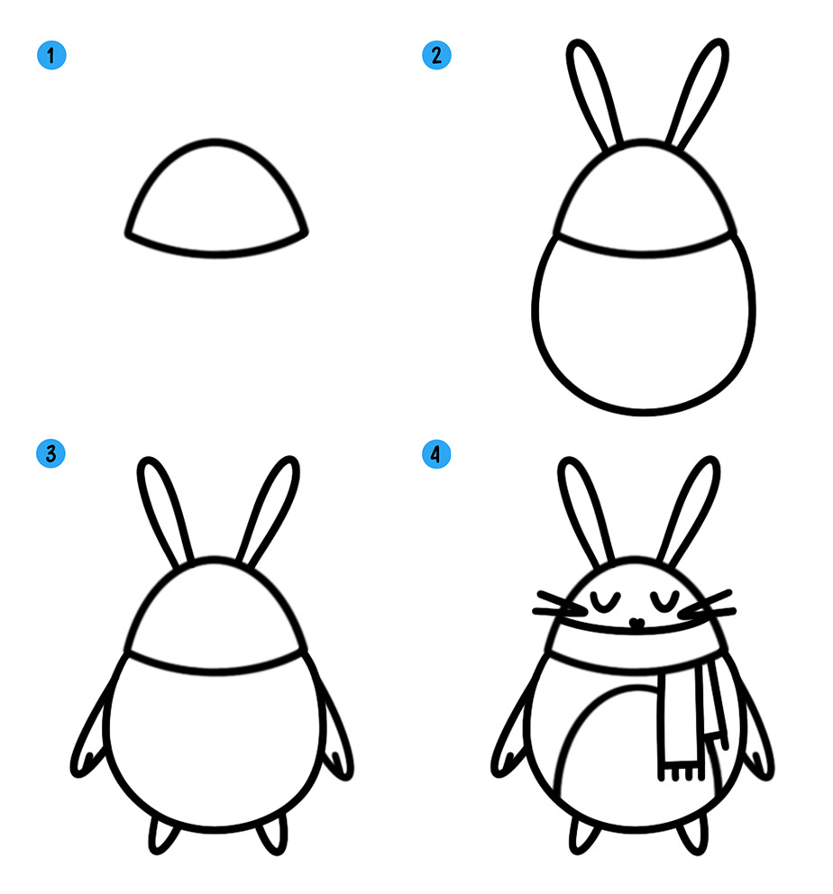 Как нарисовать зайца для детей » рисуем зайчика легко и просто карандашом и  красками