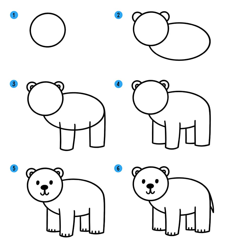 рисунок по этапно медведь