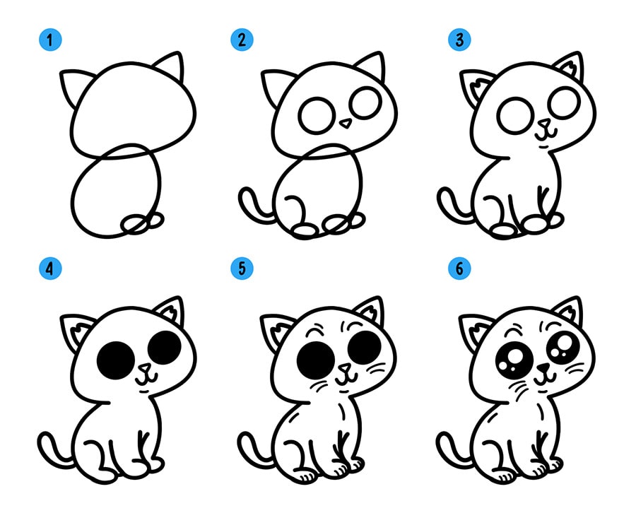 Как нарисовать кошку, кота, котенка видео уроки для детей » Рисуем кошечек,  котов и котят легко поэтапно карандашом и красками