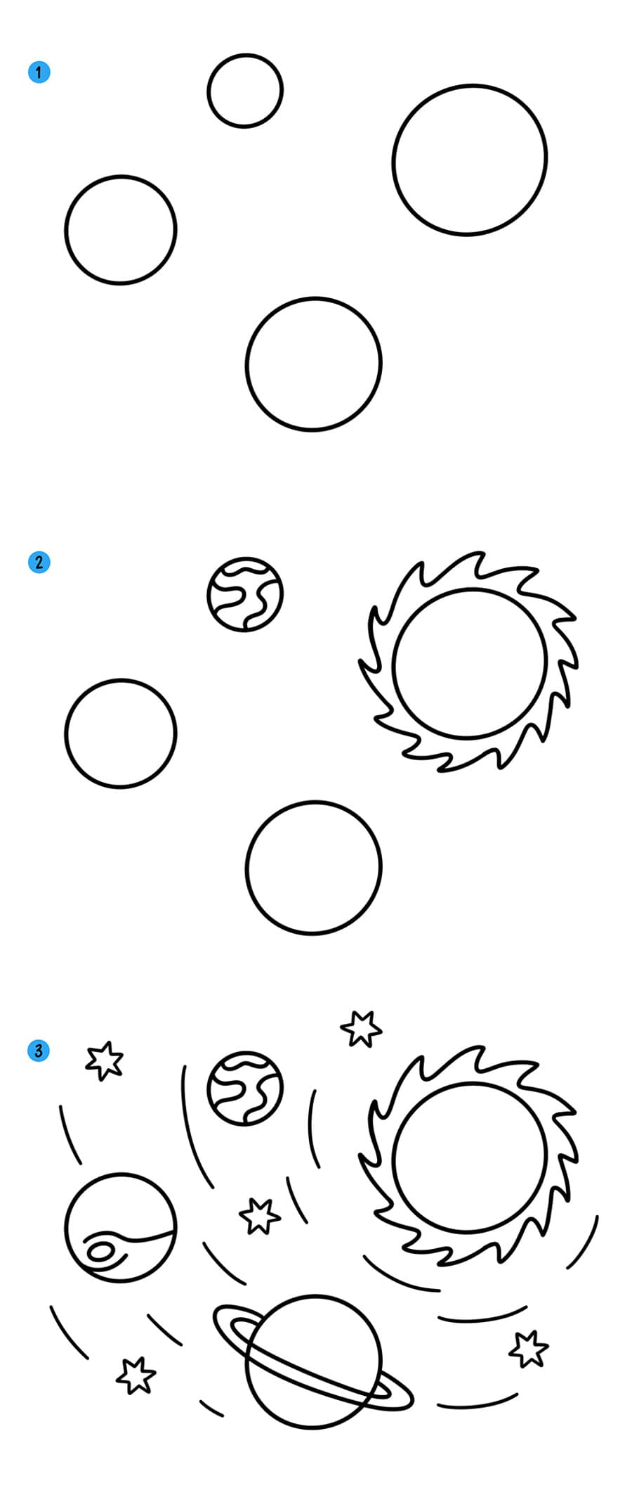 Как нарисовать (рисовать) космос - поэтапные рисунки и видеоуроки