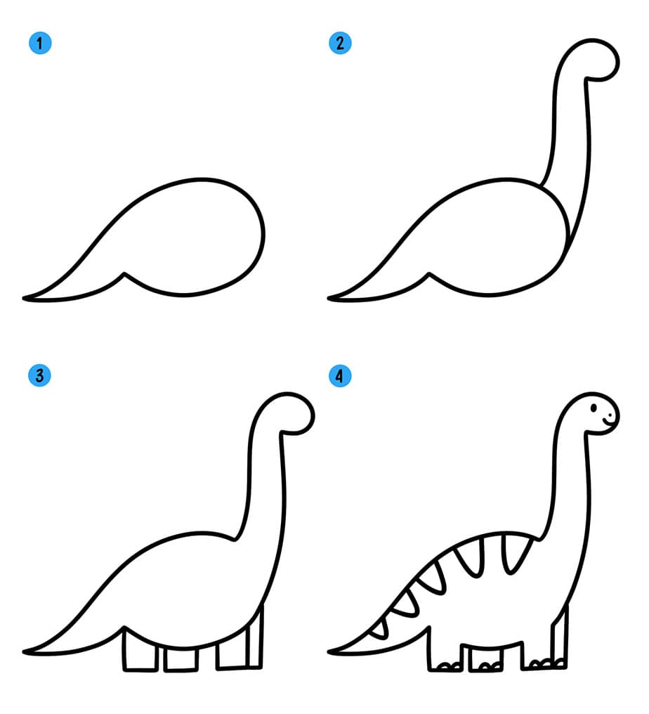 Как нарисовать динозавра поэтапно карандашом для детей