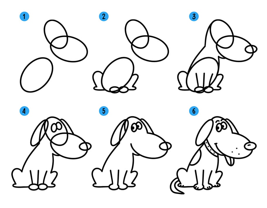 Как нарисовать собаку или щенка видео уроки для детей и начинающих » Рисуем  собачек легко поэтапно карандашом и красками