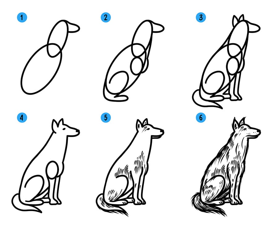 Как нарисовать собаку или щенка видео уроки для детей и начинающих » Рисуем  собачек легко поэтапно карандашом и красками