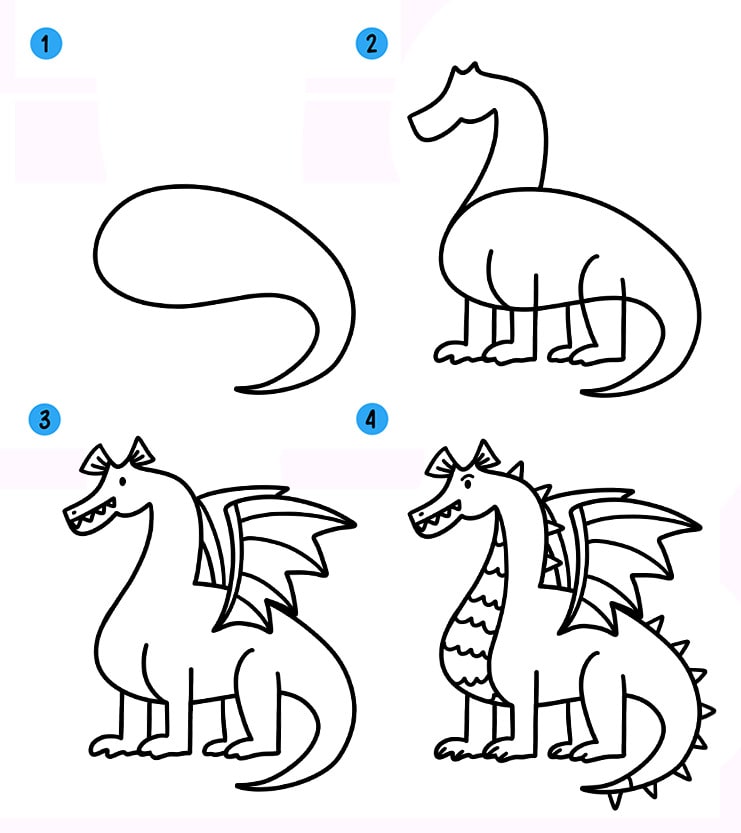 легкие рисунки драконов поэтапно