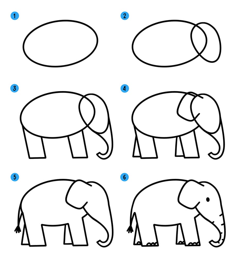 Учимся рисовать слона поэтапно
