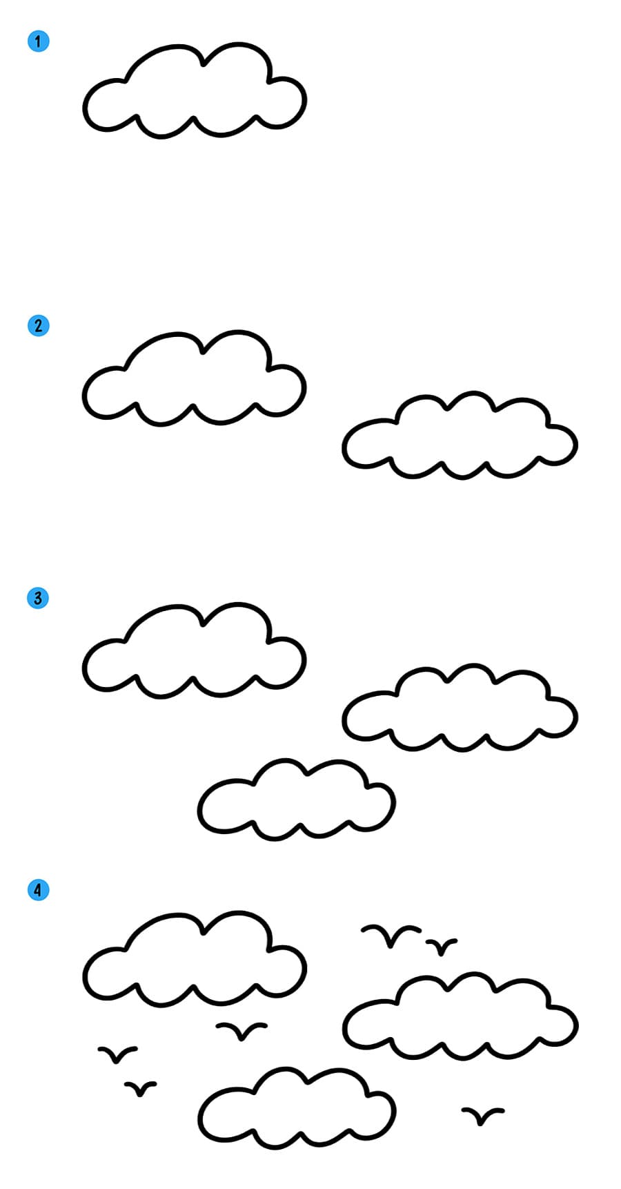 Рисунки облаков для срисовки (50 картинок)