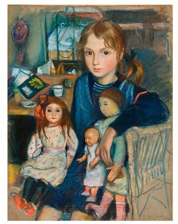 Дочка Катя с куклами. 1923